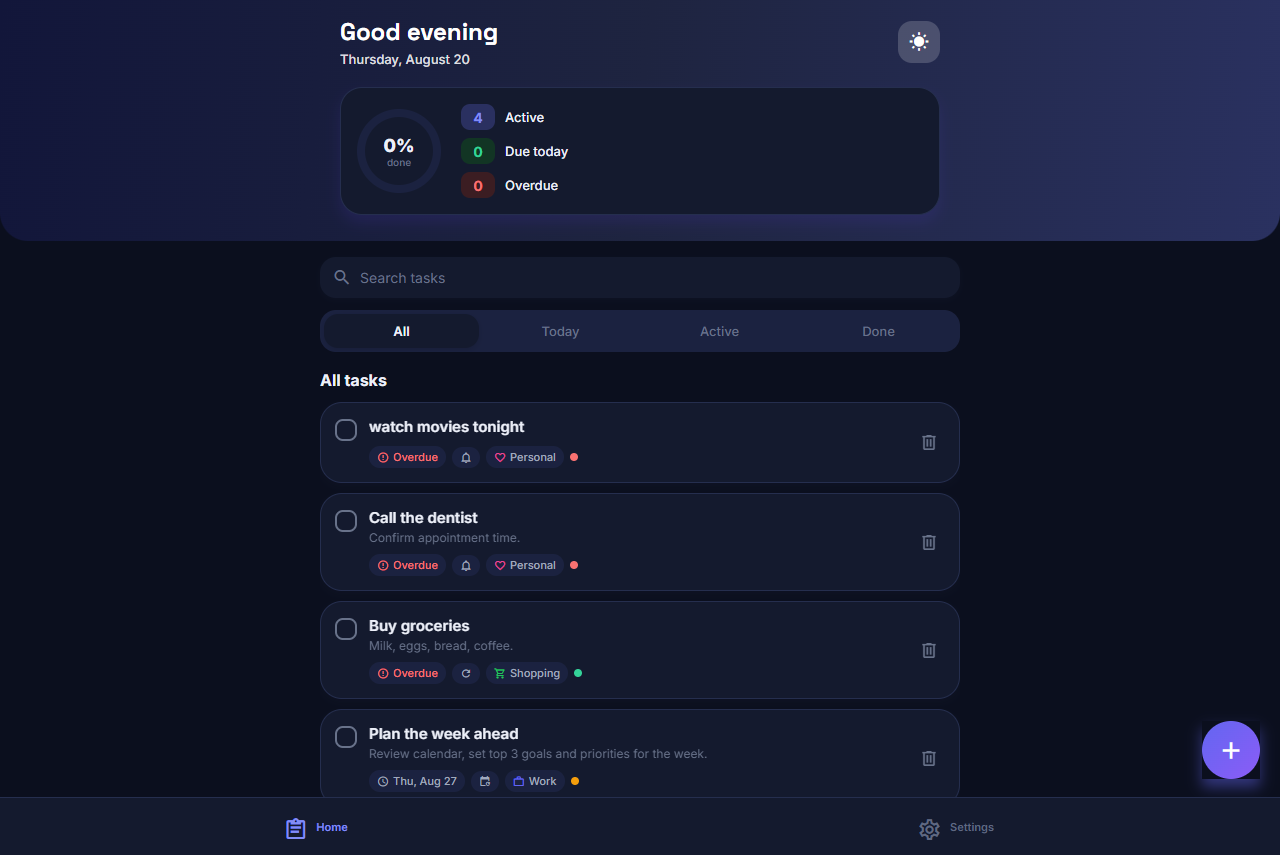 To Do List — A web app for tracking daily and important tasks with lot of features.