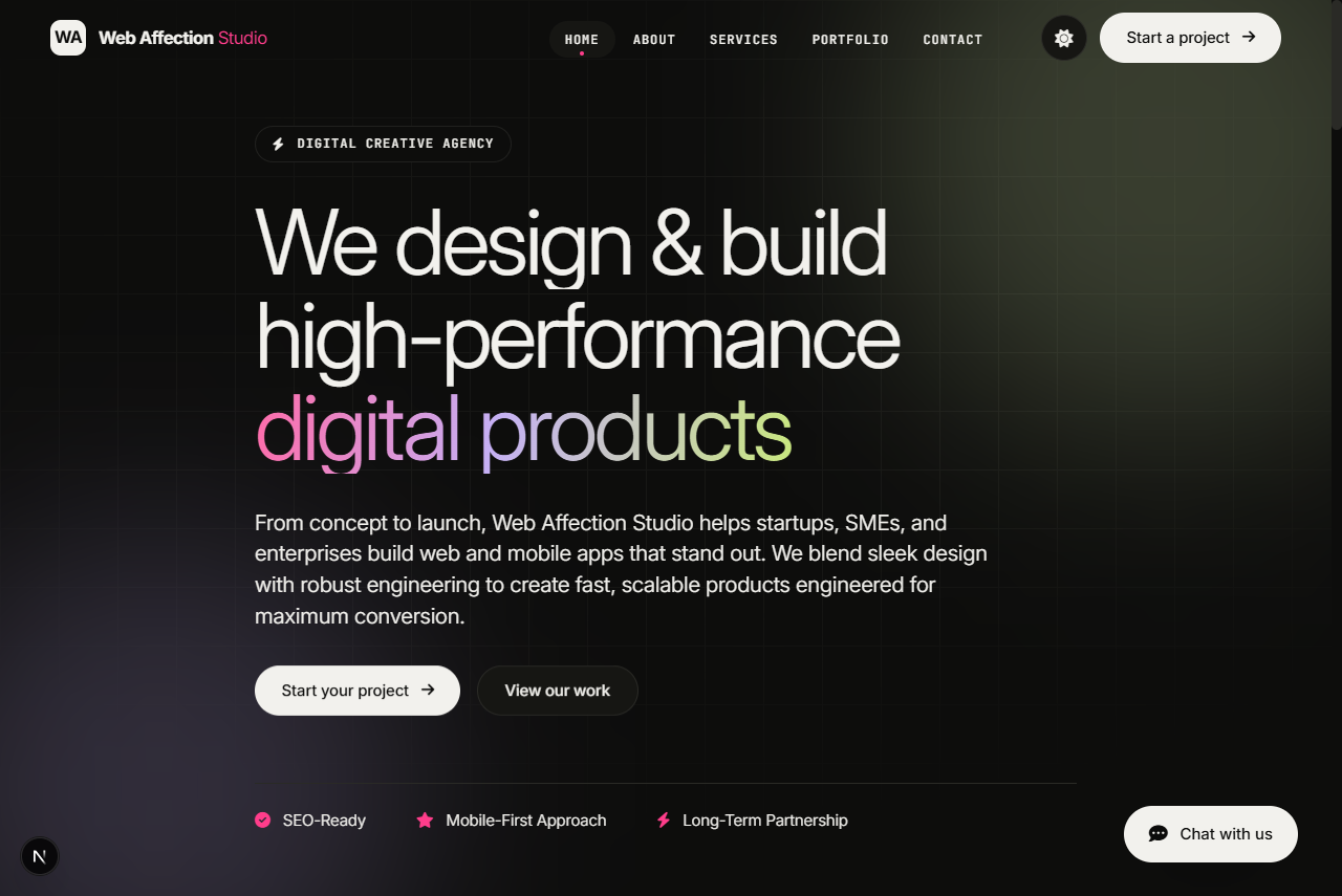 Web Affection — Designed and developed a web and app development agency based in Toronto